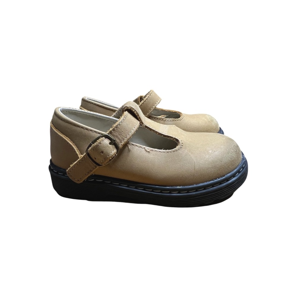 Piper Finn T-Strap Oxford Shoes Kids Tan Waxy Leather Buckle - Sz 8